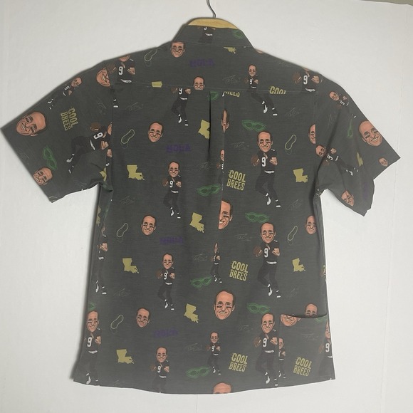 Shinesty NFLPA Men's Large Gray Drew Brees NOLA Button Shirt New Orleans Saints - Picture 3 of 12